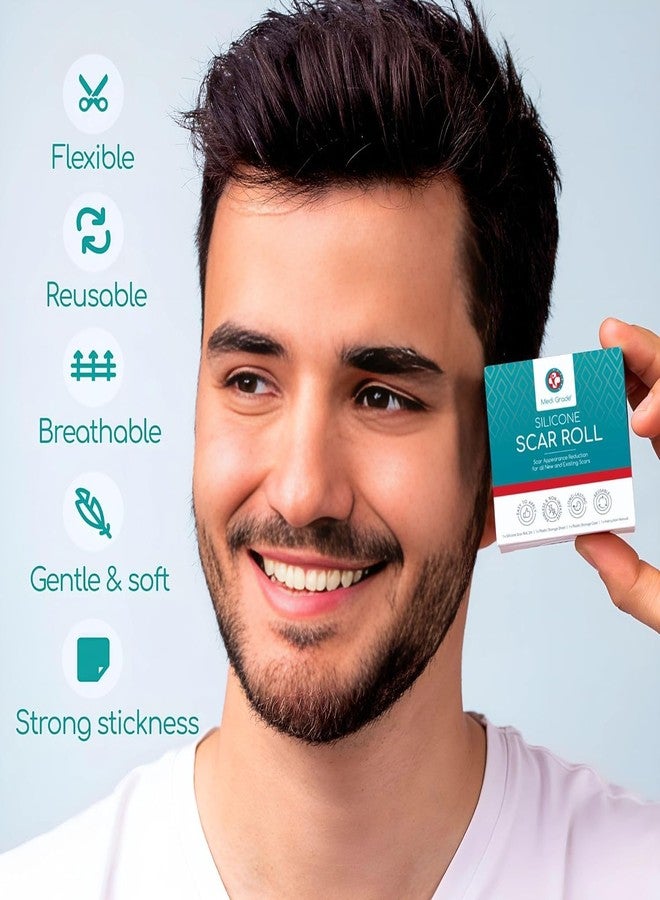 Medi Grade Silicone Scar Sheets with German Medical Grade Silicone – 80" Reusable Scar Tape for C-Section, Keloid, Burn, Acne and Surgical Scars – Silicone Scar Removal Strips - Hygienic Storage Case - Image 3